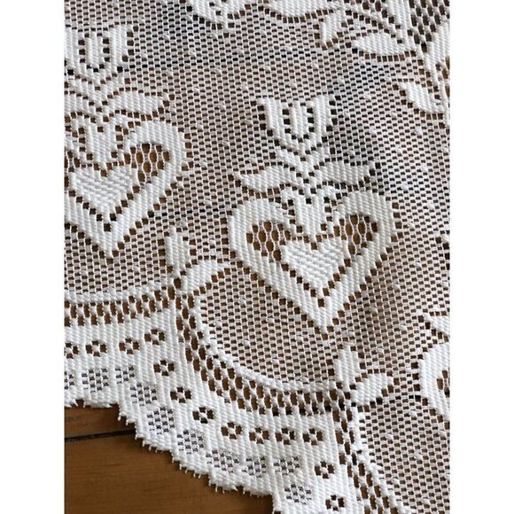 Vintage leave country hearts white window curtains 66” x 35” - Picture 3 of 5